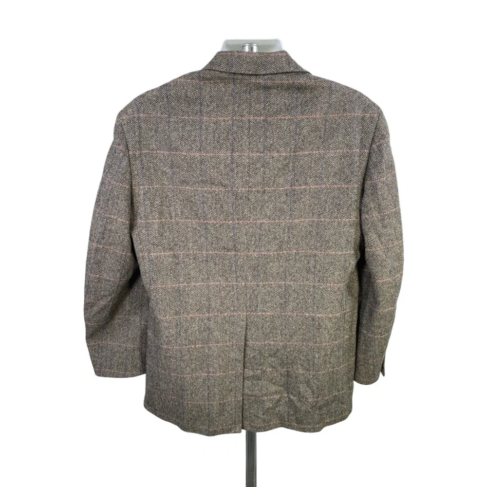 Lands End Men's Gray/Black Herringbone Tweed 2 Wool Button Sport Coat - 42
